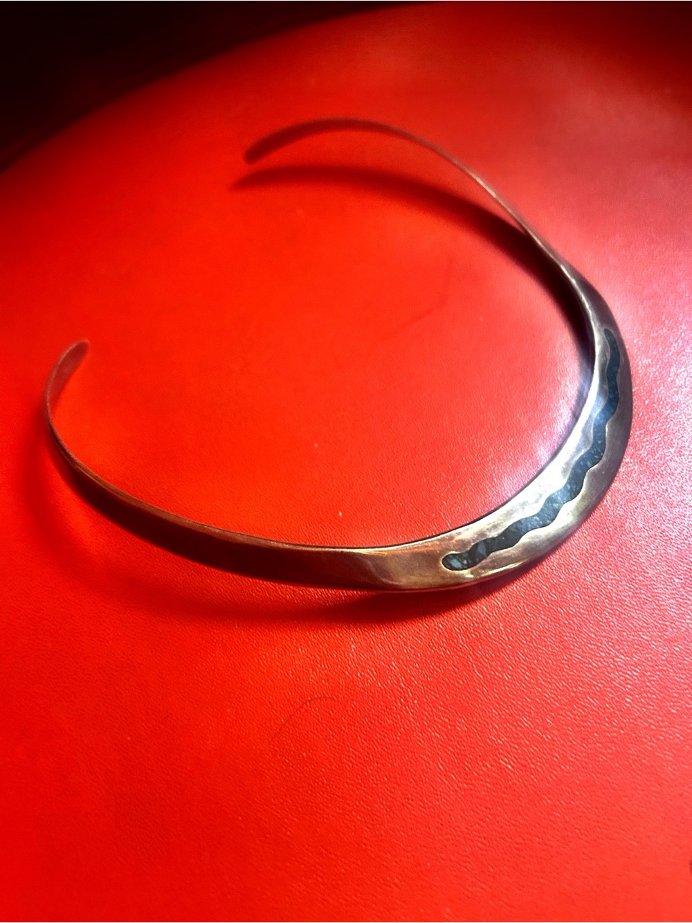 Sterling Collar Necklace with Wavy Turquoise Inlay